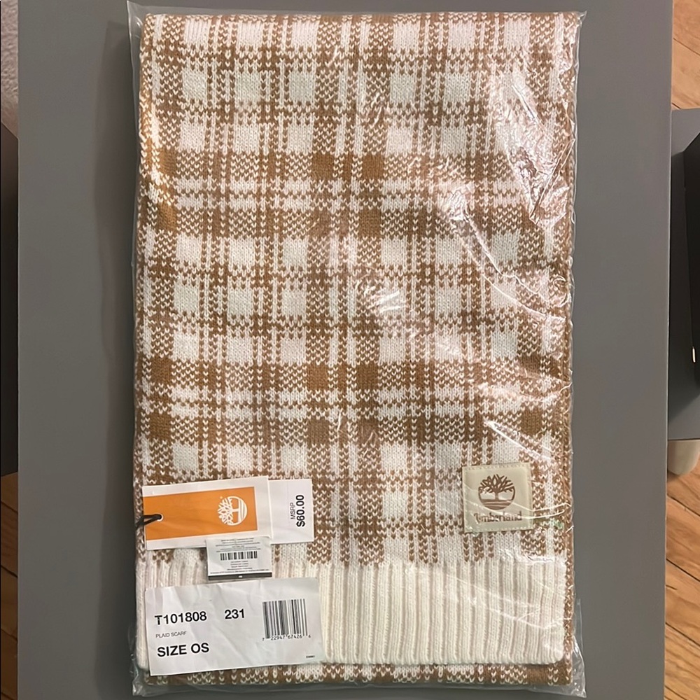 Timberland Plaid Scarf - Brown and White
